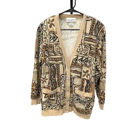 Cathy Daniels Womens Medium Abstract Cardigan Sweater Sz M - Picture 1 of 7